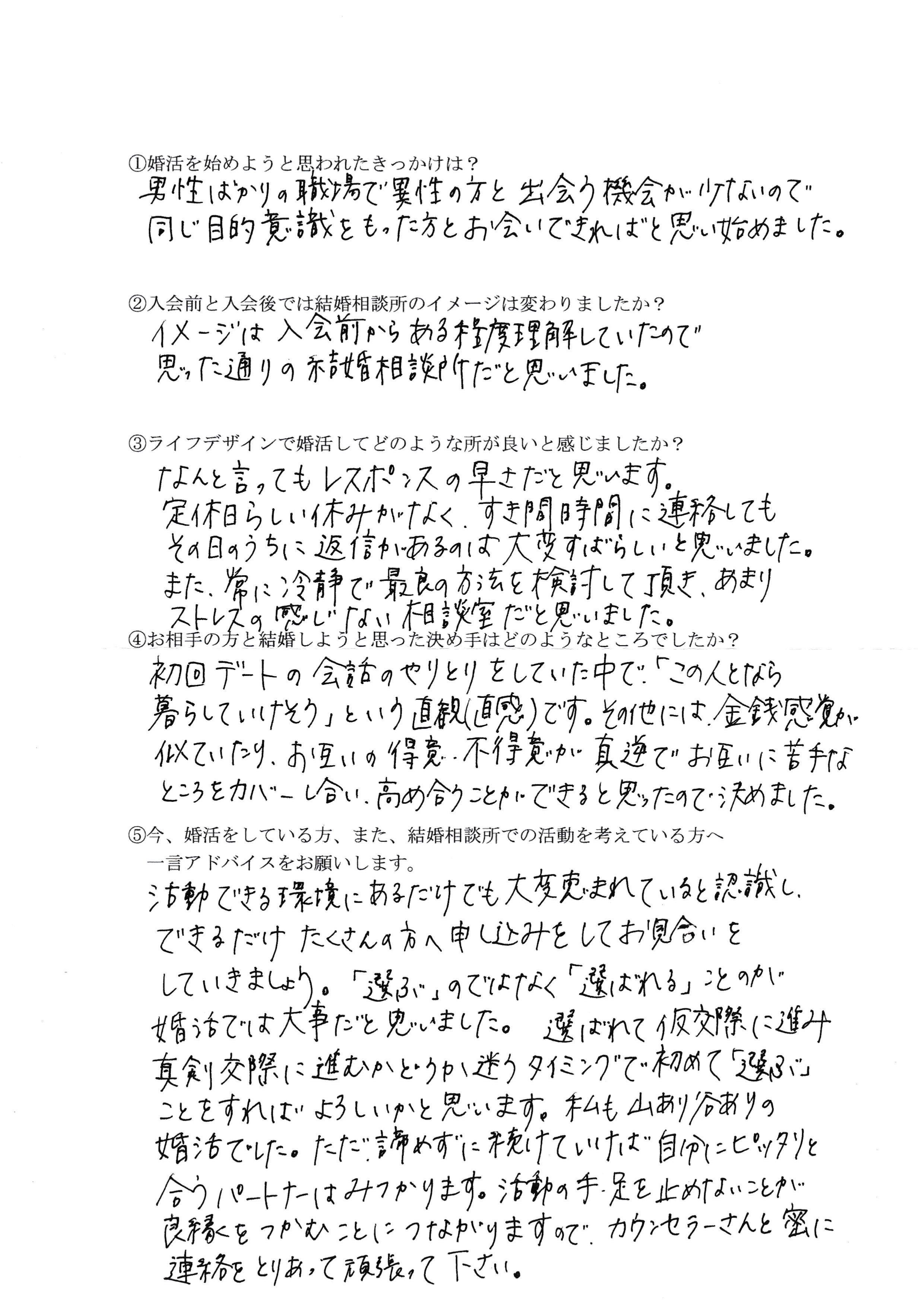 成婚者アンケート