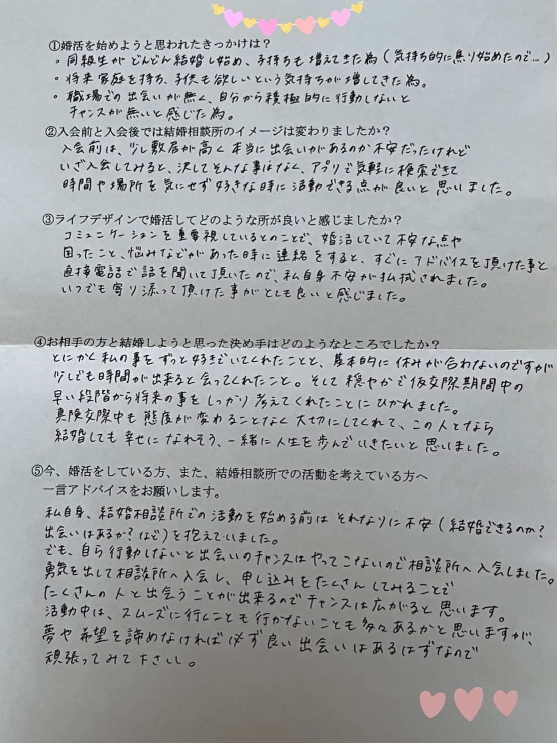 成婚者アンケート