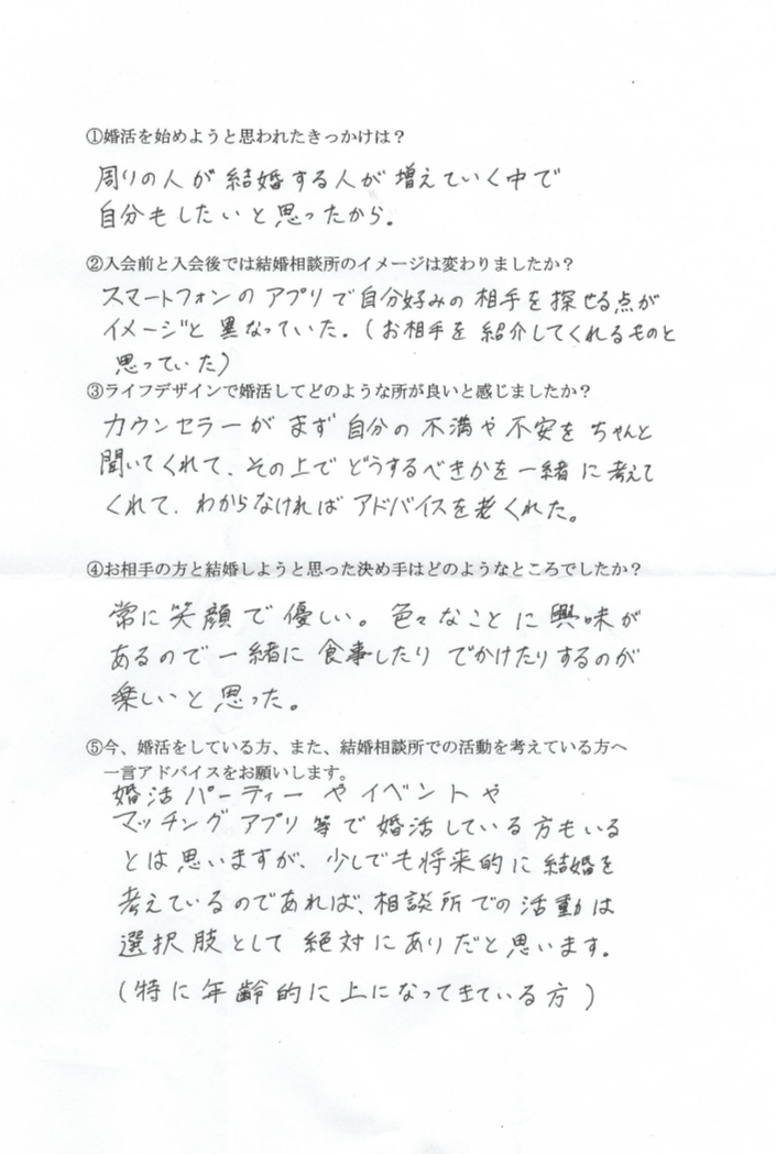 成婚者アンケート